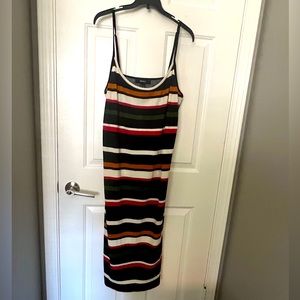 Forever 21 Plus Size 3X NWOT multicolored black striped spaghetti strap dress.
